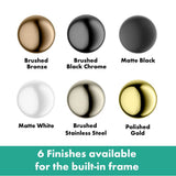 XtraStoris Individual Wall Niche Matte White with Design Frame 12''x 6''x 4''  in Brushed Bronze