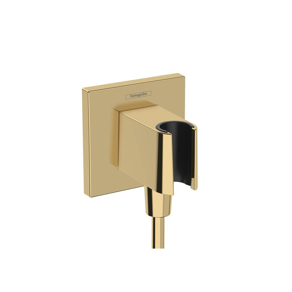 Hansgrohe - FixFit E Wall Outlet with Handshower Holder in Polished Gold Optic - Polished Gold Optic