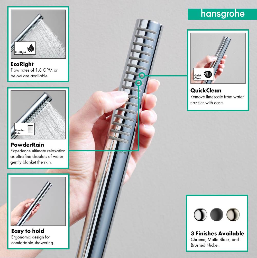 Pulsify S Baton Handshower 100 1-Jet, 2.5 GPM in Chrome