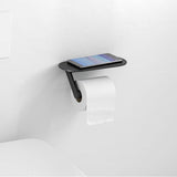WallStoris Toilet Paper Holer with Shelf in Matte Black