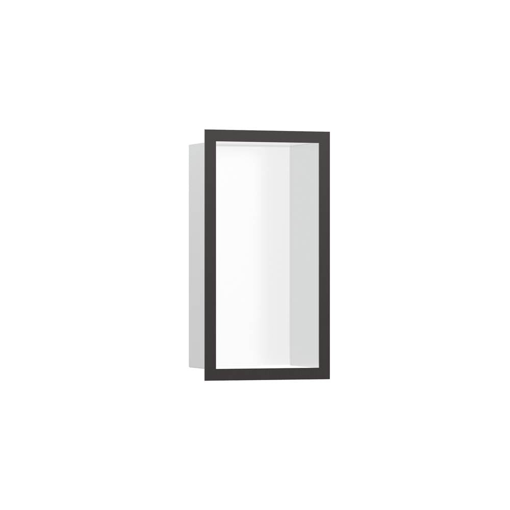 Hansgrohe - XtraStoris Individual Wall Niche Matte White with Design Frame 12''x 6''x 4''  in Brushed Black Chrome - Brushed Black Chrome