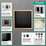 XtraStoris Individual Wall Niche Matte Black with Design Frame 12''x 12''x 4'' in Brushed Bronze