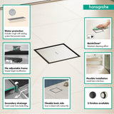 RainDrain Brilliance Point Drain Set 6''x 6'' Trim Tileable Rear Cover and Rough in Matte Black