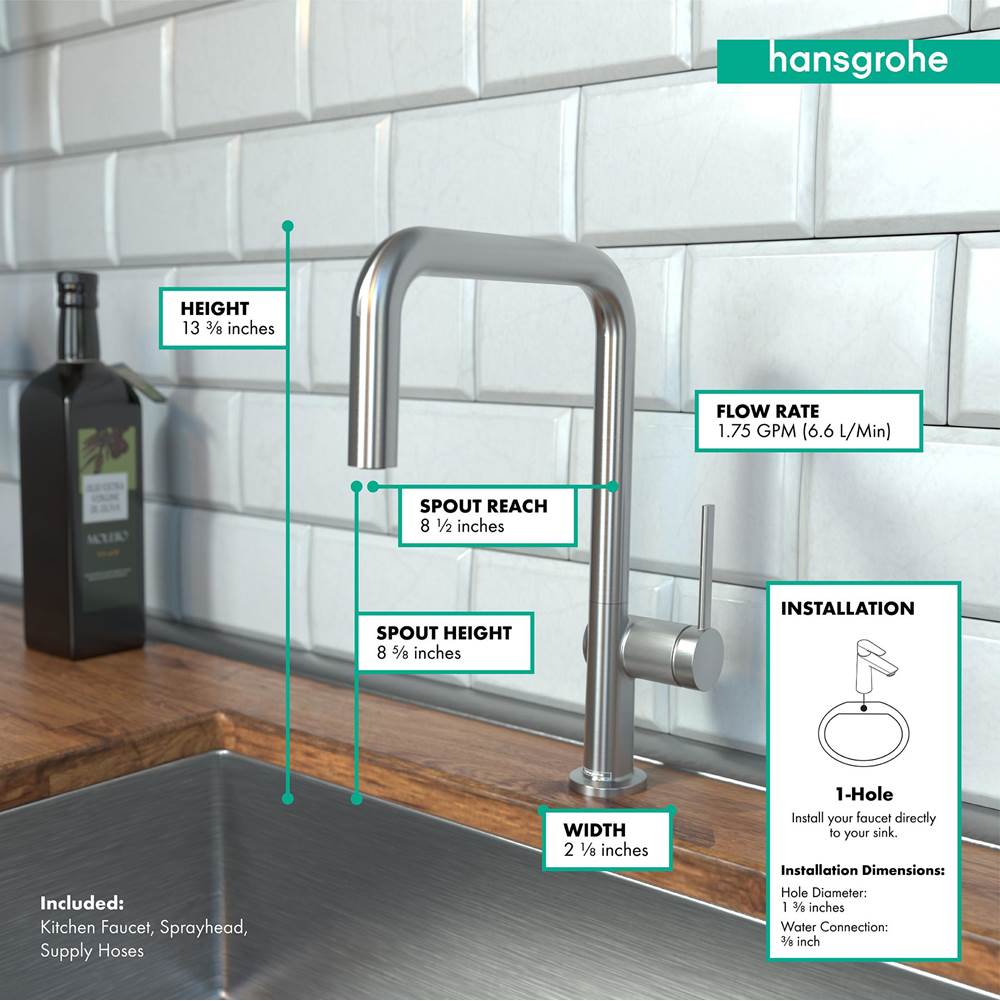 Talis N Kitchen Faucet, U-Style 1-Spray, 1.5 GPM in Chrome