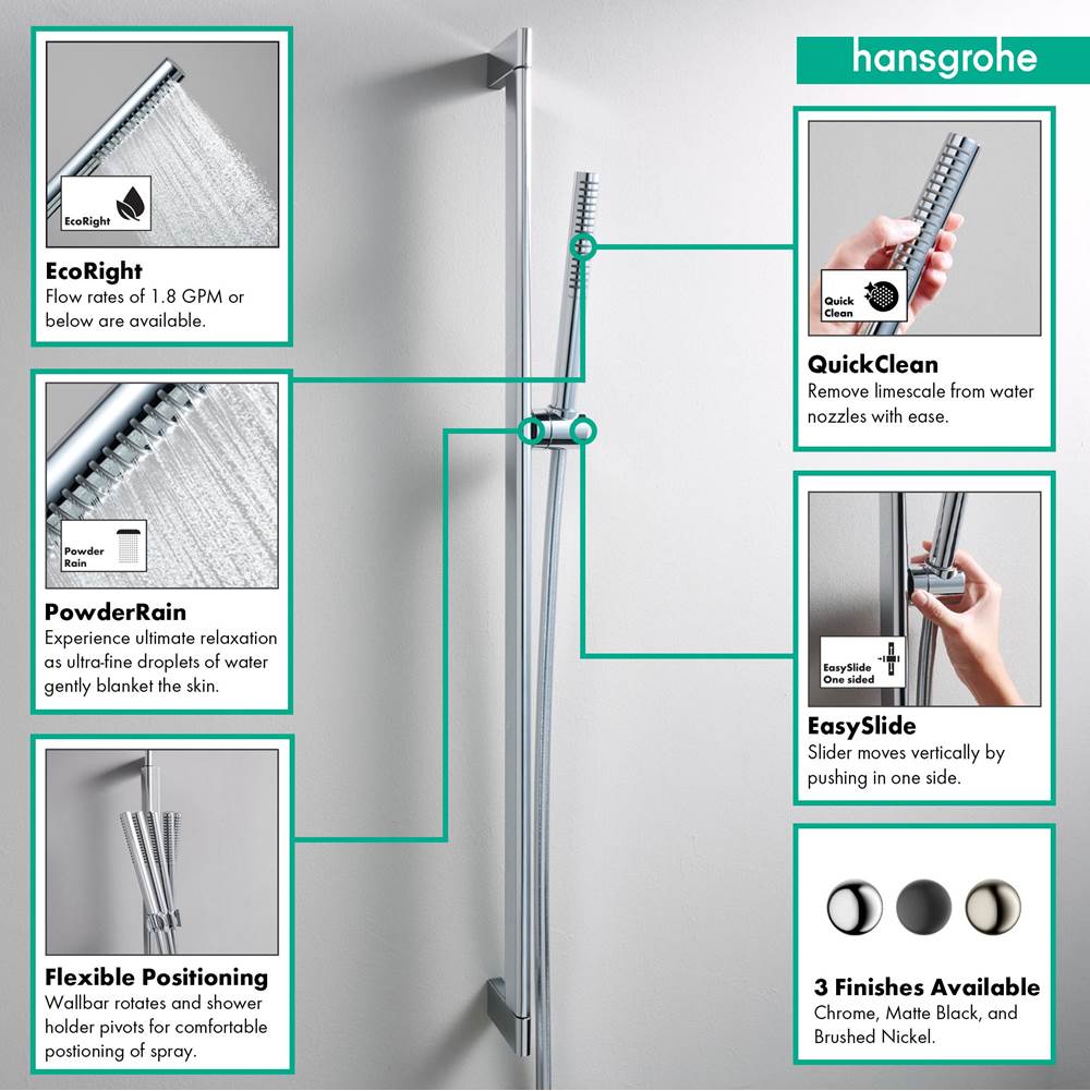 Pulsify S Wallbar Set 100 1-Jet 24'', 1.75 GPM in Chrome