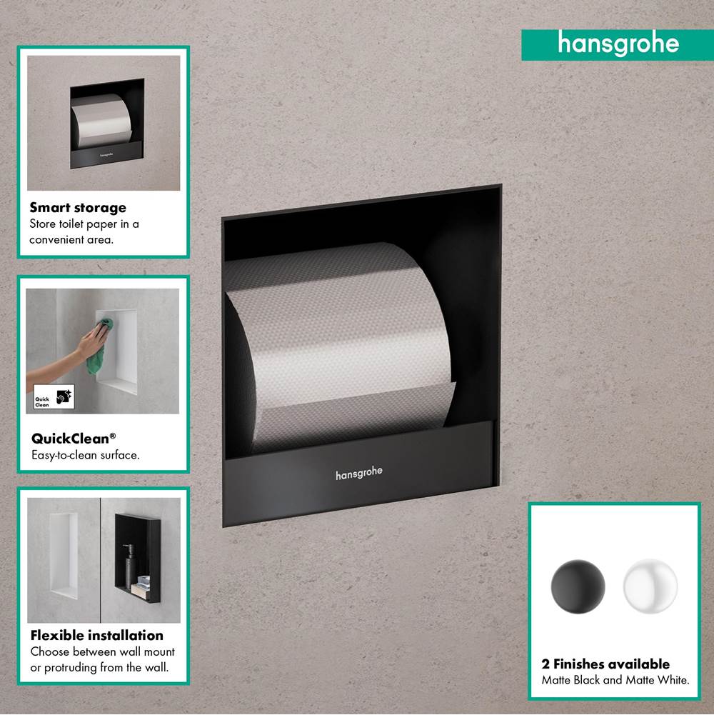 XtraStoris Original Recessed Toilet Paper Holder 6''x 6''x 5.5'' in Matte Black