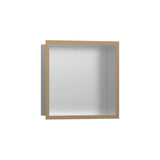 Hansgrohe - XtraStoris Individual Wall Niche Brushed Stainless Steel with Design Frame 12''x 12''x 4''  in Brushed Bronze - Brushed Bronze