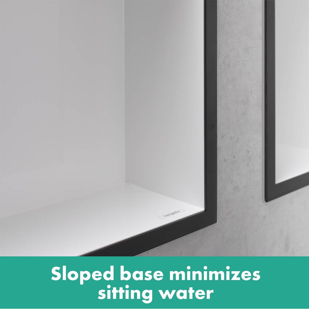 XtraStoris Individual Wall Niche Matte White with Design Frame 12''x 6''x 4''  in Brushed Bronze