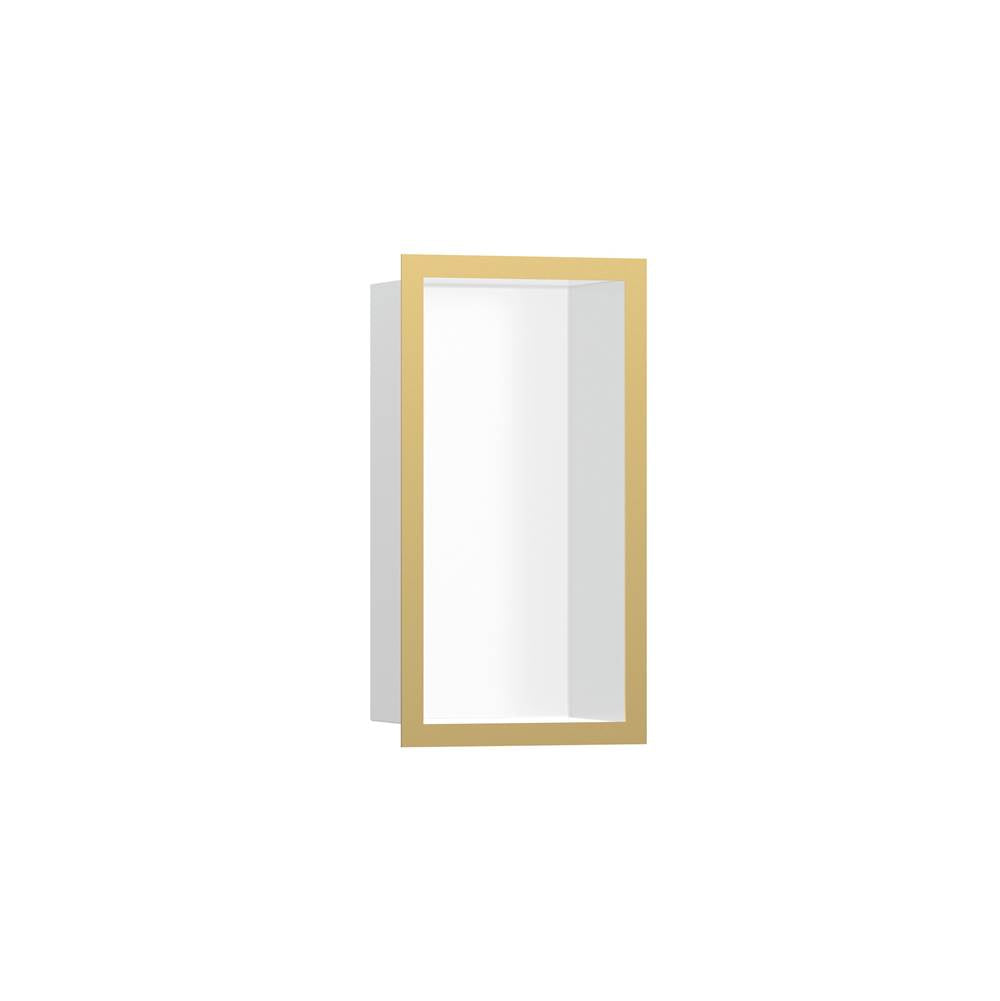 Hansgrohe - XtraStoris Individual Wall Niche Matte White with Design Frame 12''x 6''x 4''  in Polished Gold Optic - Polished Gold Optic