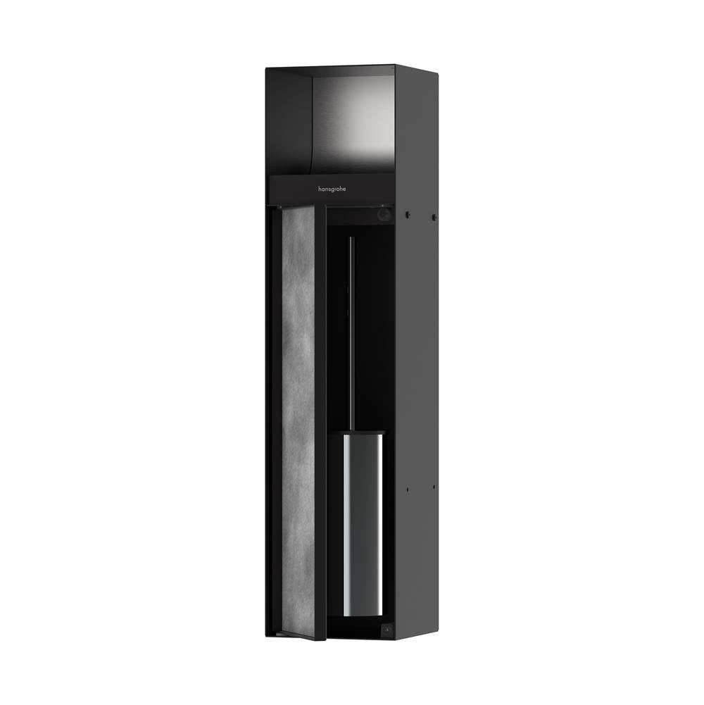 Hansgrohe - XtraStoris Rock Recessed Toilet Brush Holder with Toilet Paper Holder & Tileable Door in Matte Black - Matte Black