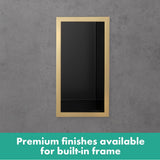 XtraStoris Individual Wall Niche Matte Black with Design Frame 12''x 6''x 4'' in Brushed Bronze