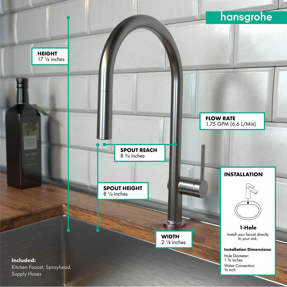 Talis N HighArc Kitchen Faucet, O-Style 2-Spray Pull-Down, 1.75 GPM in Chrome