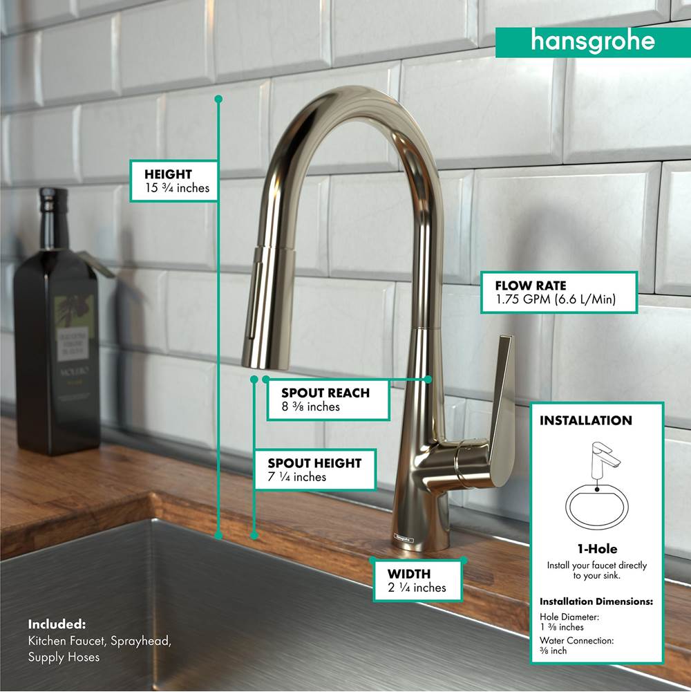 Talis S HighArc Kitchen Faucet, 2-Spray Pull-Down, 1.75 GPM in Chrome