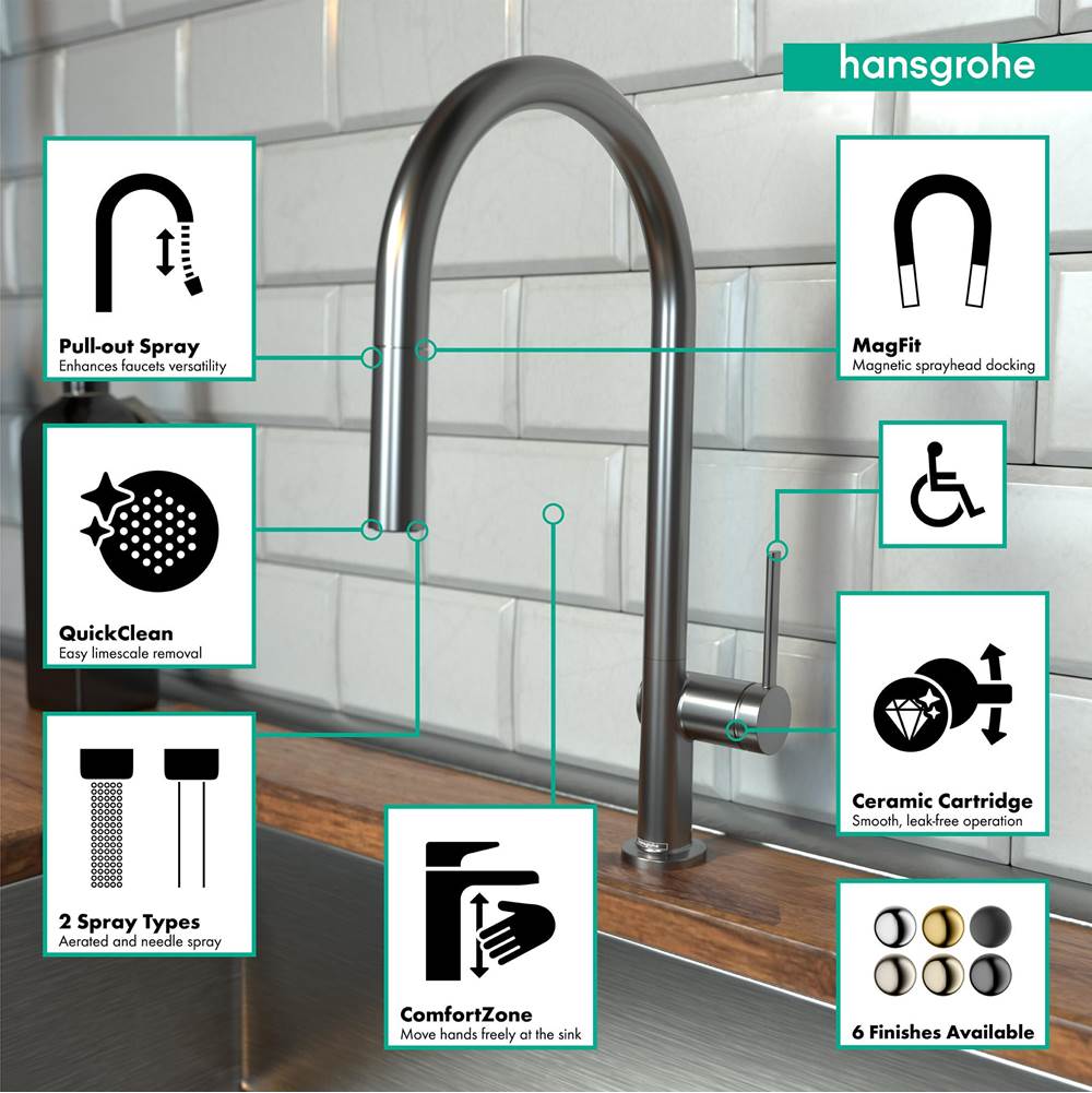 Talis N HighArc Kitchen Faucet, O-Style 2-Spray Pull-Down, 1.75 GPM in Chrome