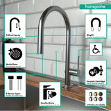 Talis N HighArc Kitchen Faucet, O-Style 2-Spray Pull-Down, 1.75 GPM in Chrome