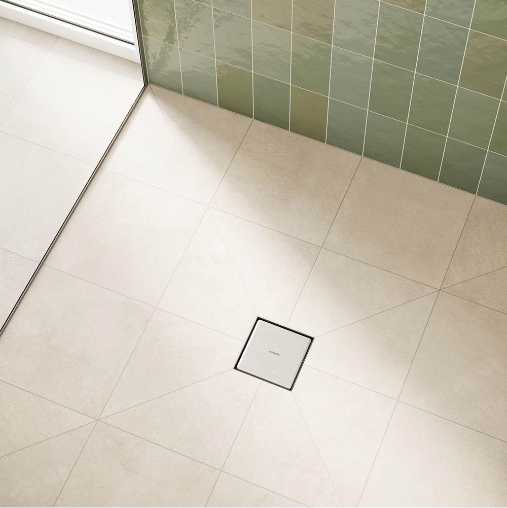 RainDrain Brilliance Point Drain Set 6''x 6'' Trim Tileable Rear Cover and Rough in Matte Black
