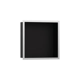 Hansgrohe - XtraStoris Individual Wall Niche Matte Black with Design Frame 12''x 12''x 4'' in Brushed Stainless Steel - Brushed Stainless Steel