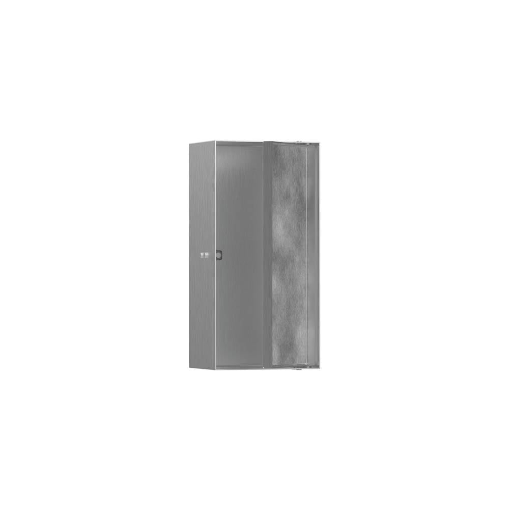 Hansgrohe - XtraStoris Rock Wall Niche with Tileable Door 12''x 6''x 4'' in Brushed Stainless Steel - Brushed Stainless Steel