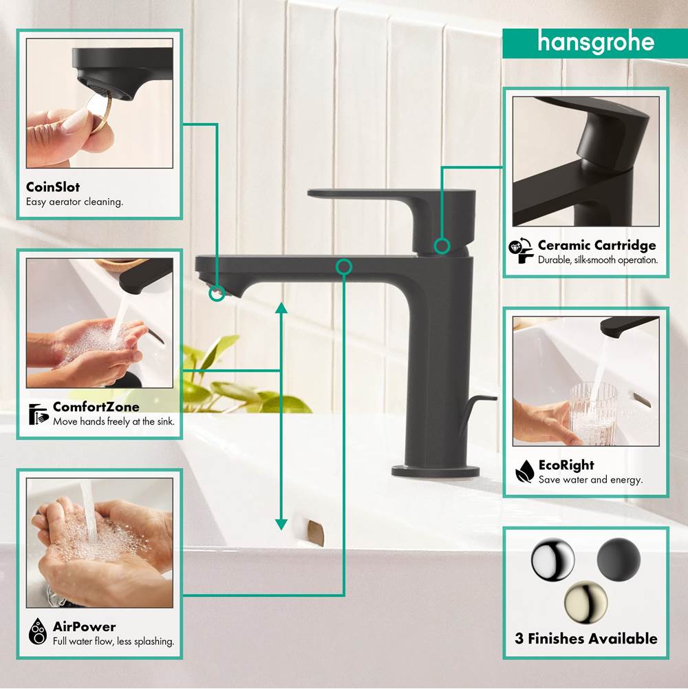 Rebris S Single-Hole Faucet 110 with Pop-Up Drain, 1.2 GPM in Chrome