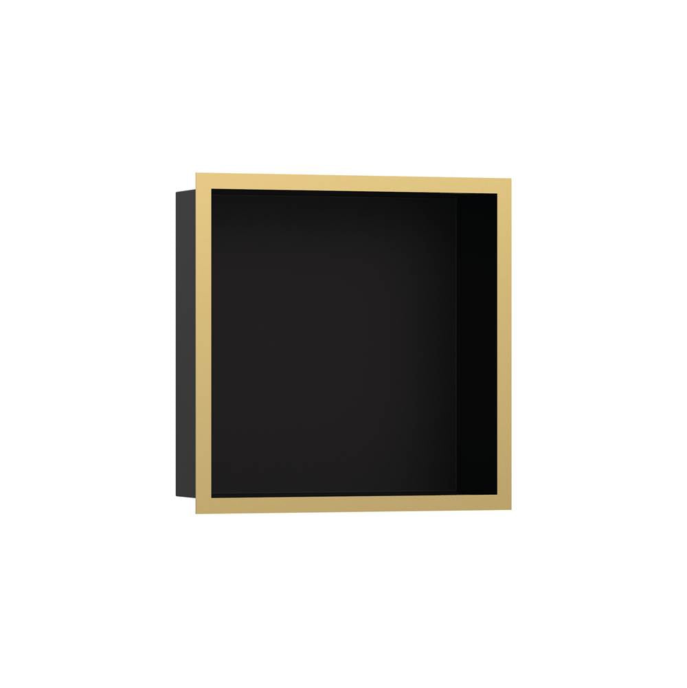 Hansgrohe - XtraStoris Individual Wall Niche Matte Black with Design Frame 12''x 12''x 4'' in Polished Gold Optic - Polished Gold Optic