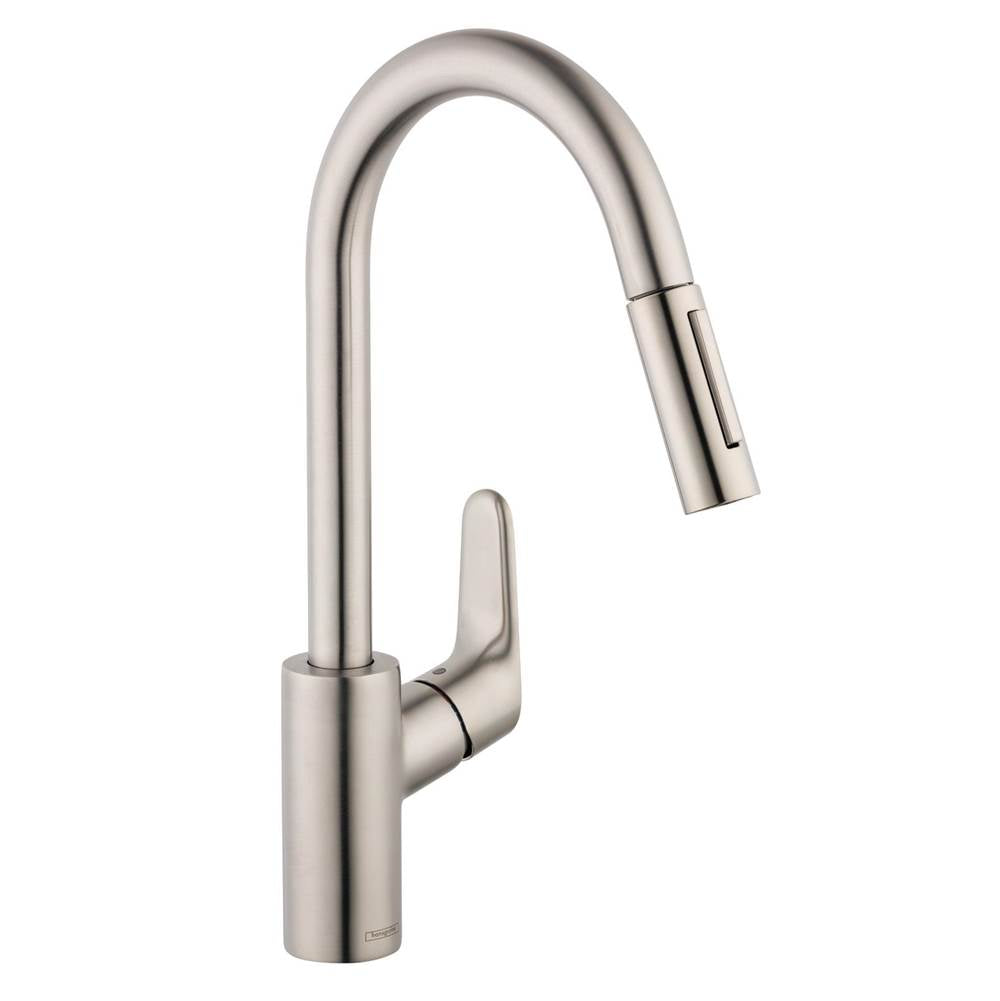 Hansgrohe - Focus  Higharc Kitchen Faucet, 2-Spray Pull-Down, 1.5 GPM in Steel Optic - Steel Optic