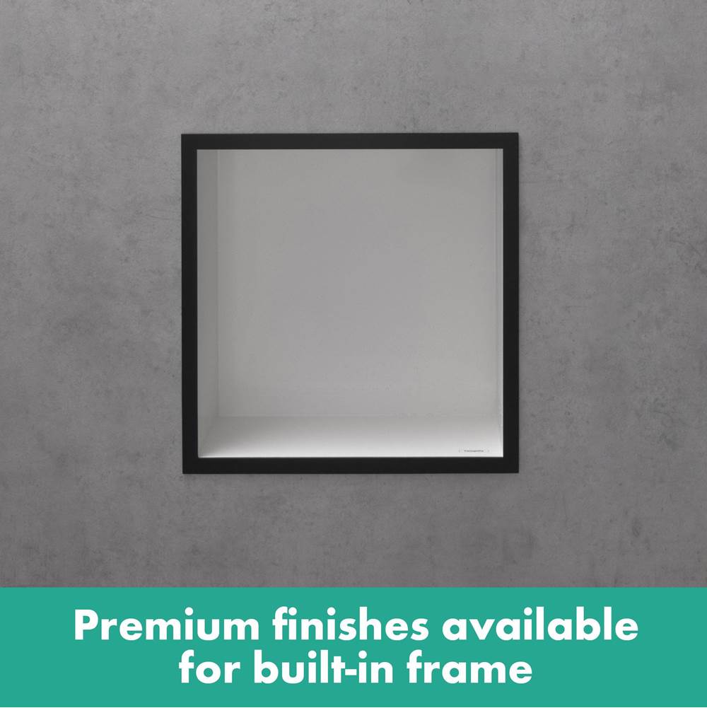 XtraStoris Individual Wall Niche Matte White with Design Frame 12''x 12''x 4''  in Brushed Bronze