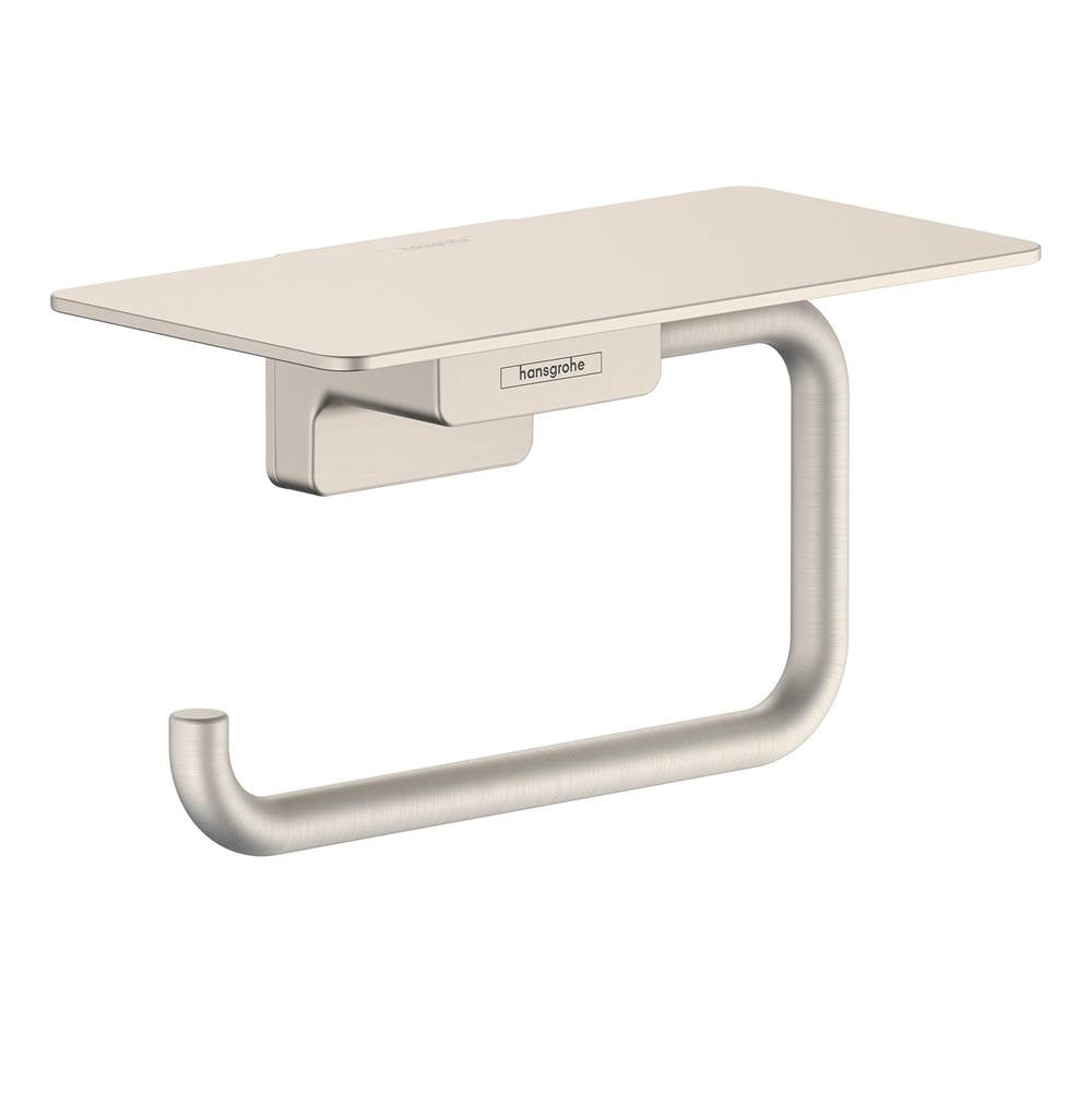 Hansgrohe - AddStoris Toilet Paper Holder with Shelf in Brushed Nickel - Brushed Nickel