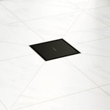 RainDrain Brilliance Point Drain Set 4''x 4'' Trim Tileable Rear Cover and Rough in Matte Black