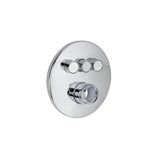 Huntington Brass - Three Button Push Button Valve Faceplate - Polished Chrome