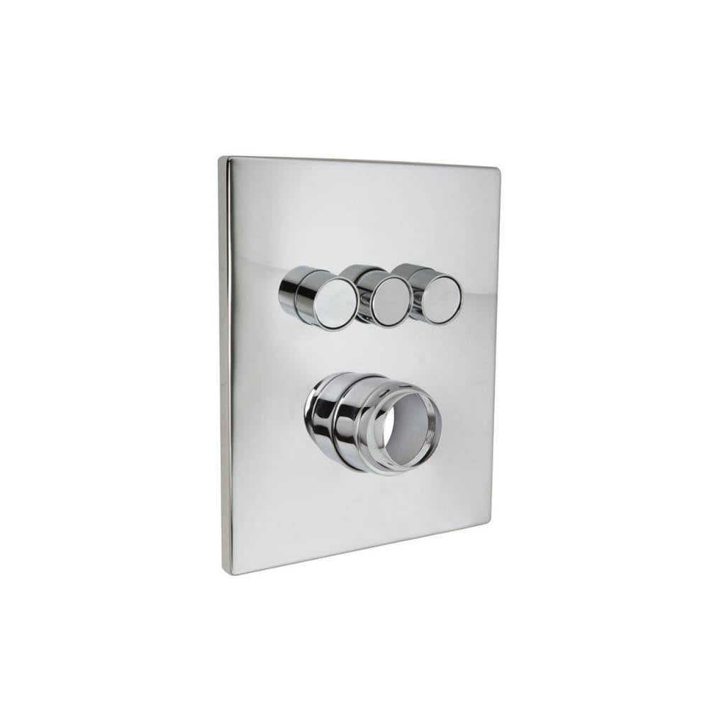 Huntington Brass - Three Button Push Button Valve Faceplate - Polished Chrome