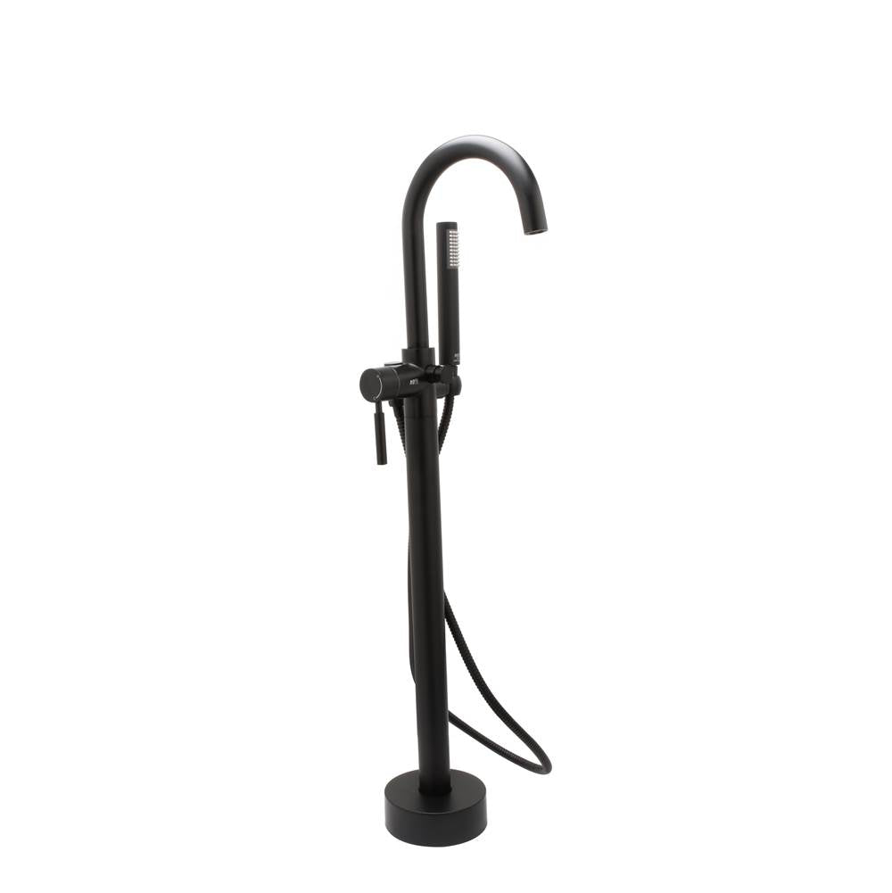 Huntington Brass - Euro Free Standing Roman Tub Filler With Hand Shower - Matte Black