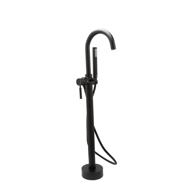 Huntington Brass - Euro Free Standing Roman Tub Filler With Hand Shower - Matte Black
