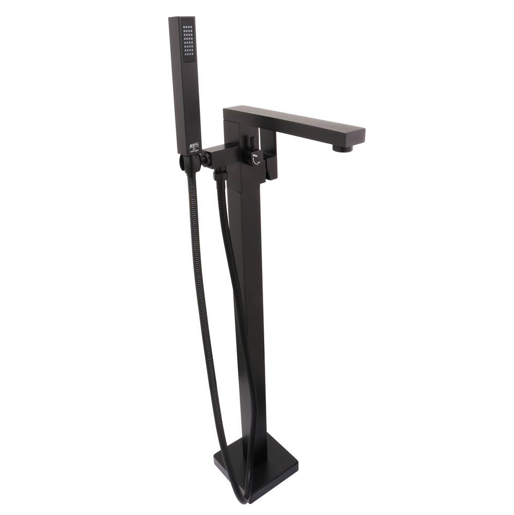Huntington Brass - Free Standing Roman Tub Filler With Hand Shower - Matte Black