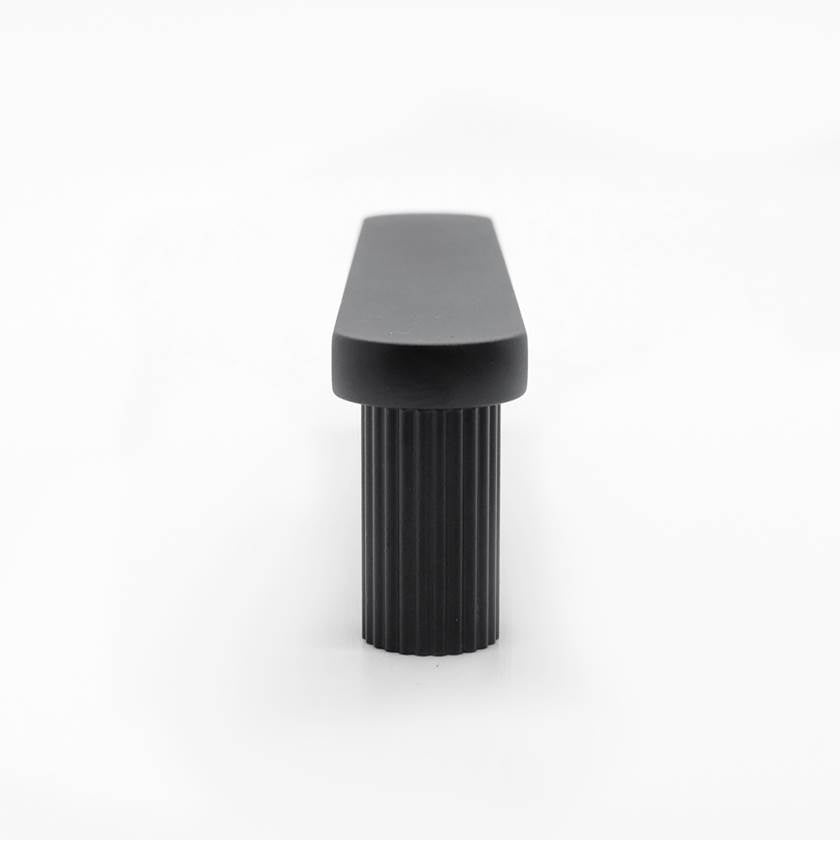Ribbed 3-3/4 in (96 mm) Center to Center Matte Black Cabinet Pull