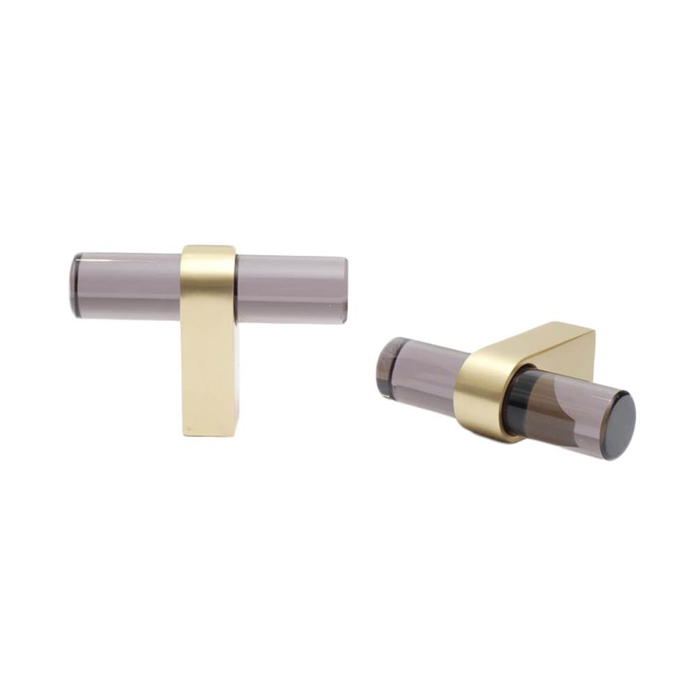 Clarity 2 in (51 mm) Length Smoke Acrylic, Matte Black Cabinet T-Knob