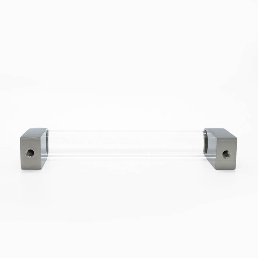 Clarity 3-3/4 in (96 mm) Center to Center Smoke Acrylic, Matte Black Cabinet Pull