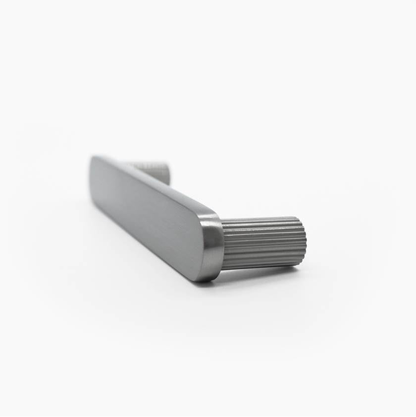 Ribbed 3-3/4 in (96 mm) Center to Center Matte Black Cabinet Pull