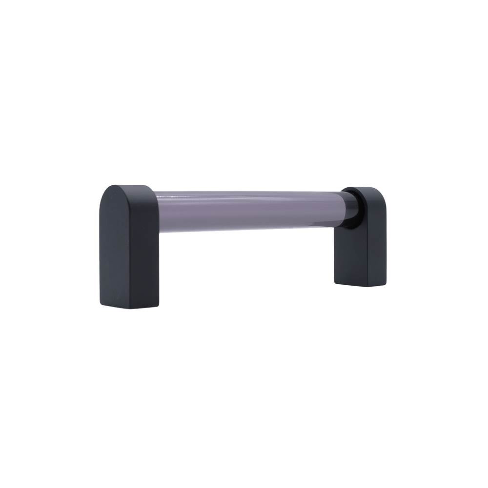 Clarity 3-3/4 in (96 mm) Center to Center Smoke Acrylic, Matte Black Cabinet Pull
