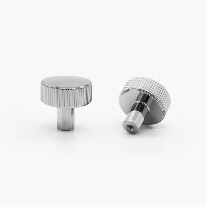 Ribbed 1-3/8 in (35 mm) Width Matte Black Cabinet Knob