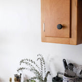 Ribbed 1-3/8 in (35 mm) Width Matte Black Cabinet Knob