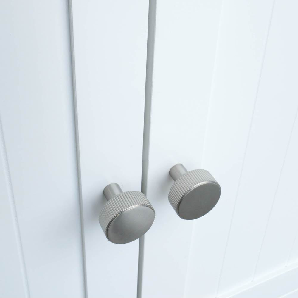 Ribbed 1-3/8 in (35 mm) Width Matte Black Cabinet Knob