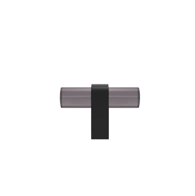 Hapny - Clarity 2 in (51 mm) Length Smoke Acrylic, Matte Black Cabinet T-Knob - Smoke Acrylic,Matte Black