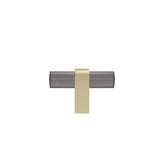 Hapny - Clarity 2 in (51 mm) Length Smoke Acrylic, Satin Brass Cabinet T-Knob - Smoke Acrylic,Satin Brass