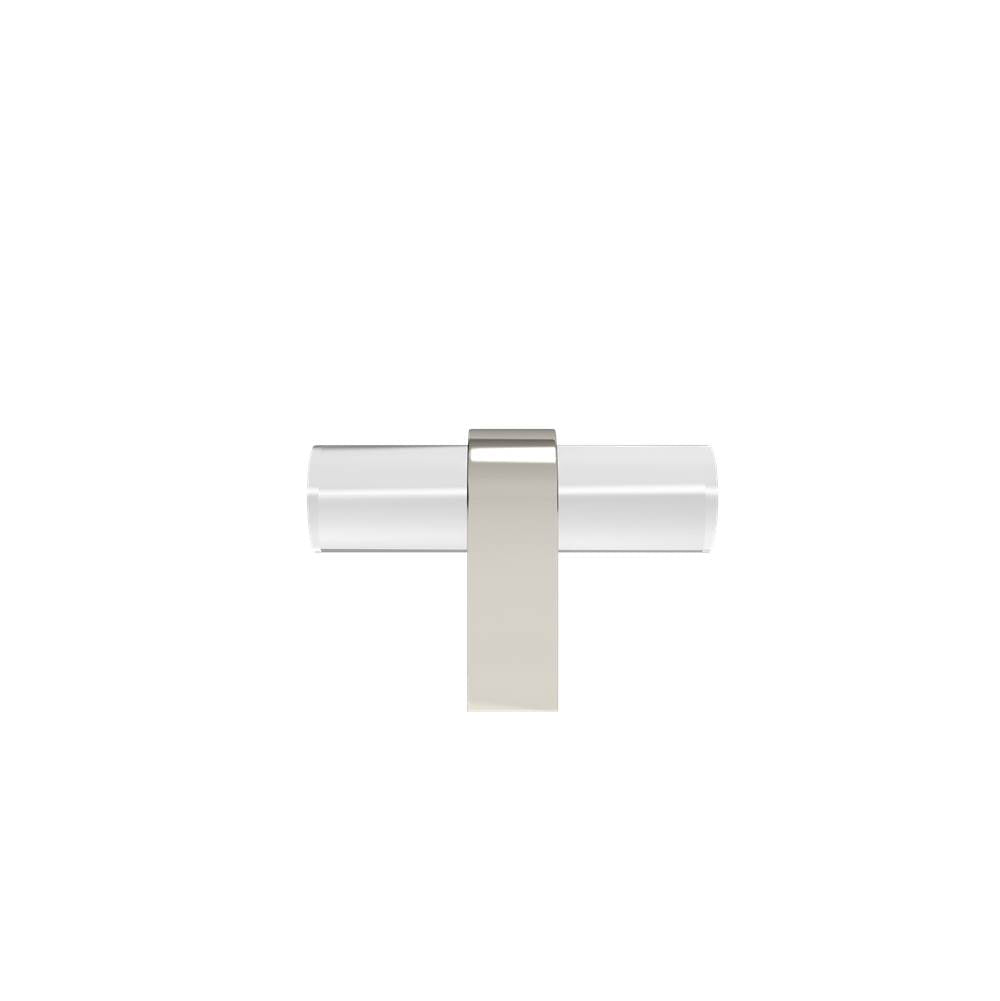 Hapny - Clarity 2 in (51 mm) Length Clear Acrylic, Polished Nickel Cabinet T-Knob - Clear Acrylic,Polished Nickel