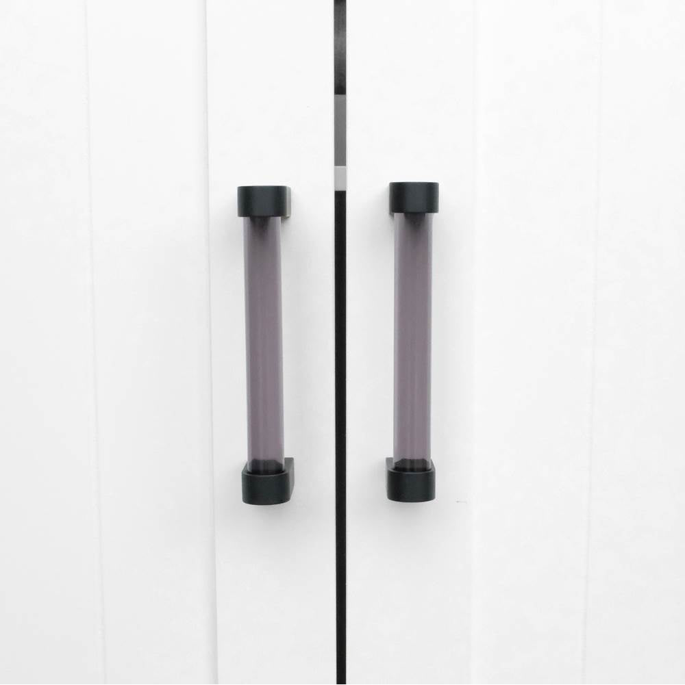Clarity 3-3/4 in (96 mm) Center to Center Smoke Acrylic, Matte Black Cabinet Pull