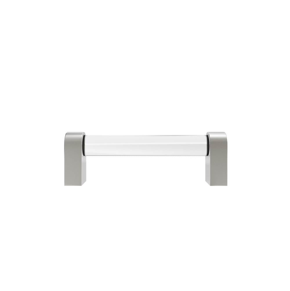 Hapny - Clarity 3-3/4 in (96 mm) Center to Center Clear Acrylic, Satin Nickel Cabinet Pull - Clear Acrylic,Satin Nickel