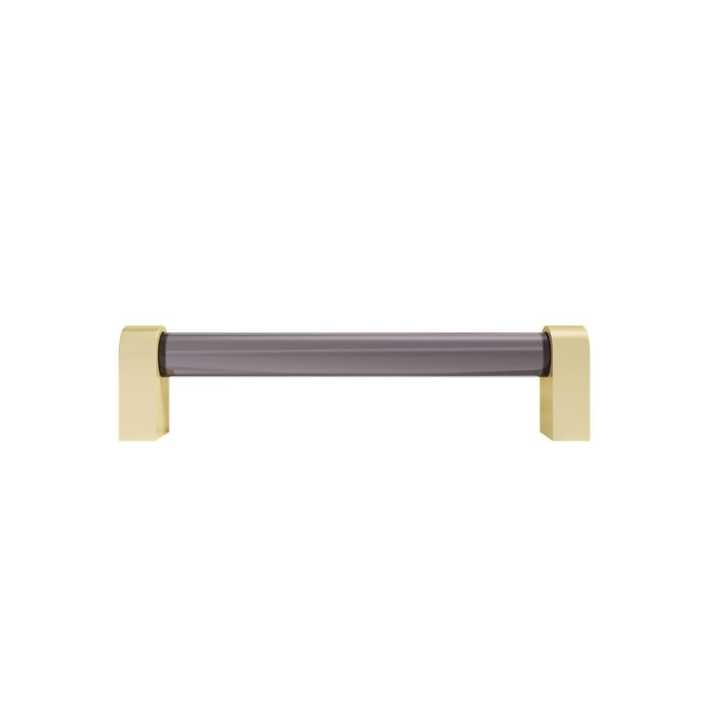 Hapny - Clarity 5 in (128 mm) Center to Center Smoke Acrylic, Satin Brass Cabinet Pull - Smoke Acrylic,Satin Brass