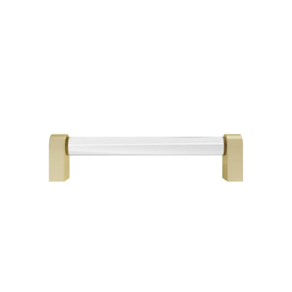 Hapny - Clarity 5 in (128 mm) Center to Center Clear Acrylic, Satin Brass Cabinet Pull - Clear Acrylic,Satin Brass