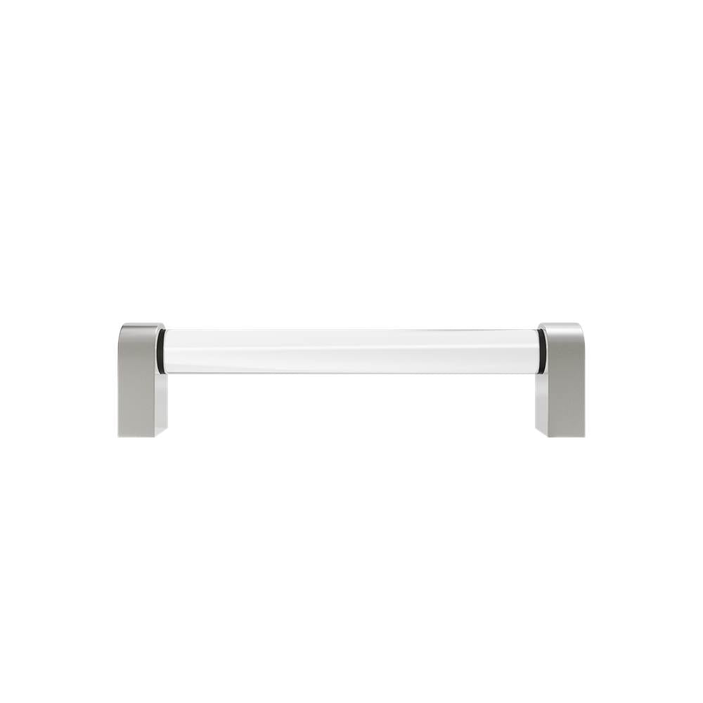 Hapny - Clarity 5 in (128 mm) Center to Center Clear Acrylic, Satin Nickel Cabinet Pull - Clear Acrylic,Satin Nickel