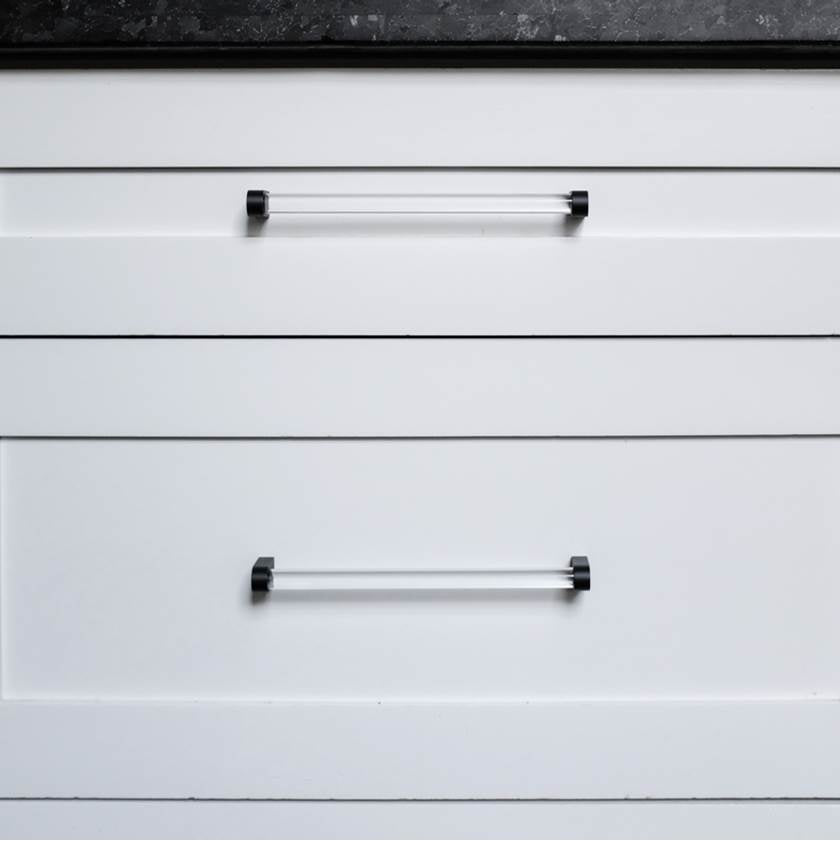 Clarity 8 in (203.2 mm) Center to Center Smoke Acrylic, Matte Black Cabinet Pull